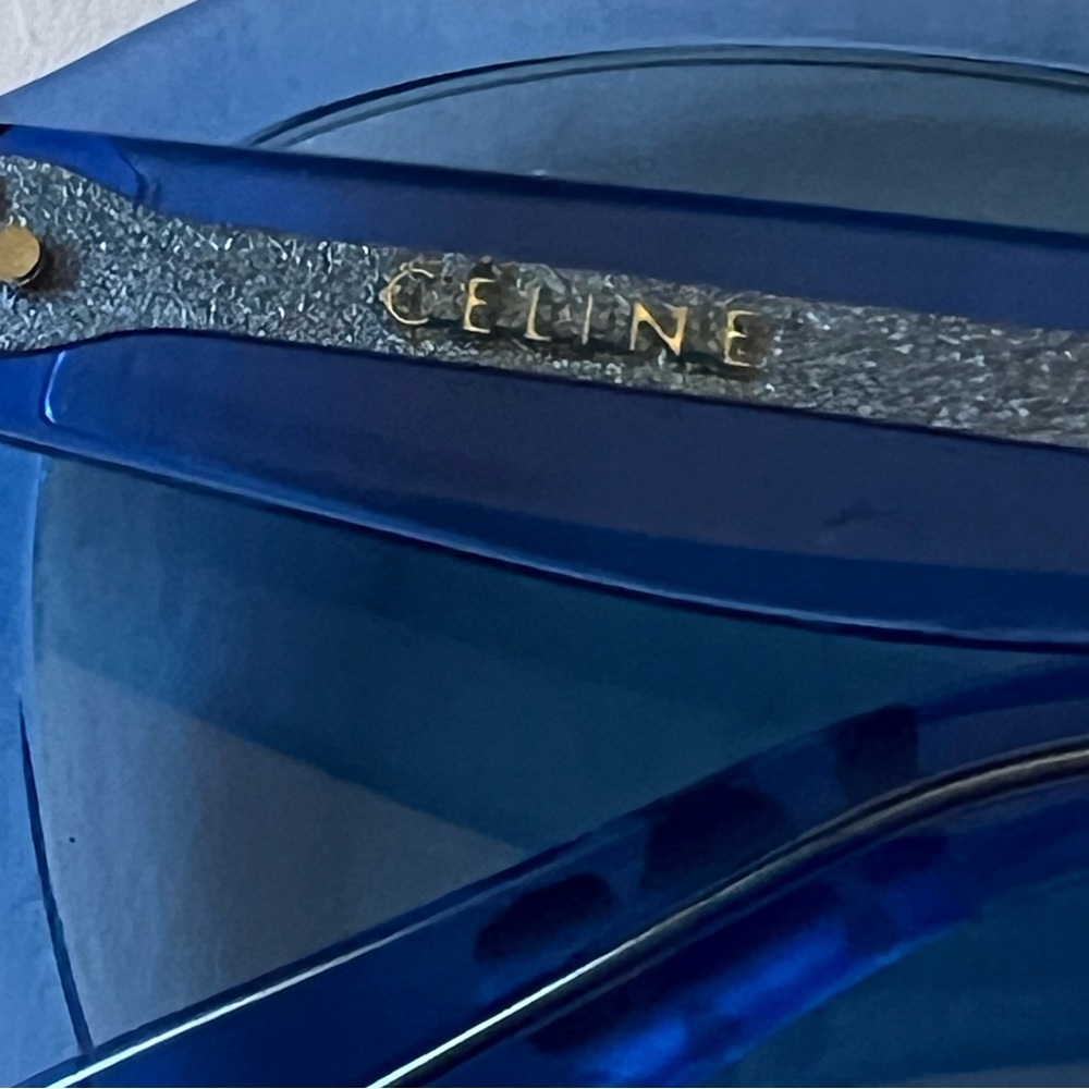 CELINE CL40017F ROUND SUNGLASSES BLUE NEW WITH CELINE CASE - Picture 5 of 16
